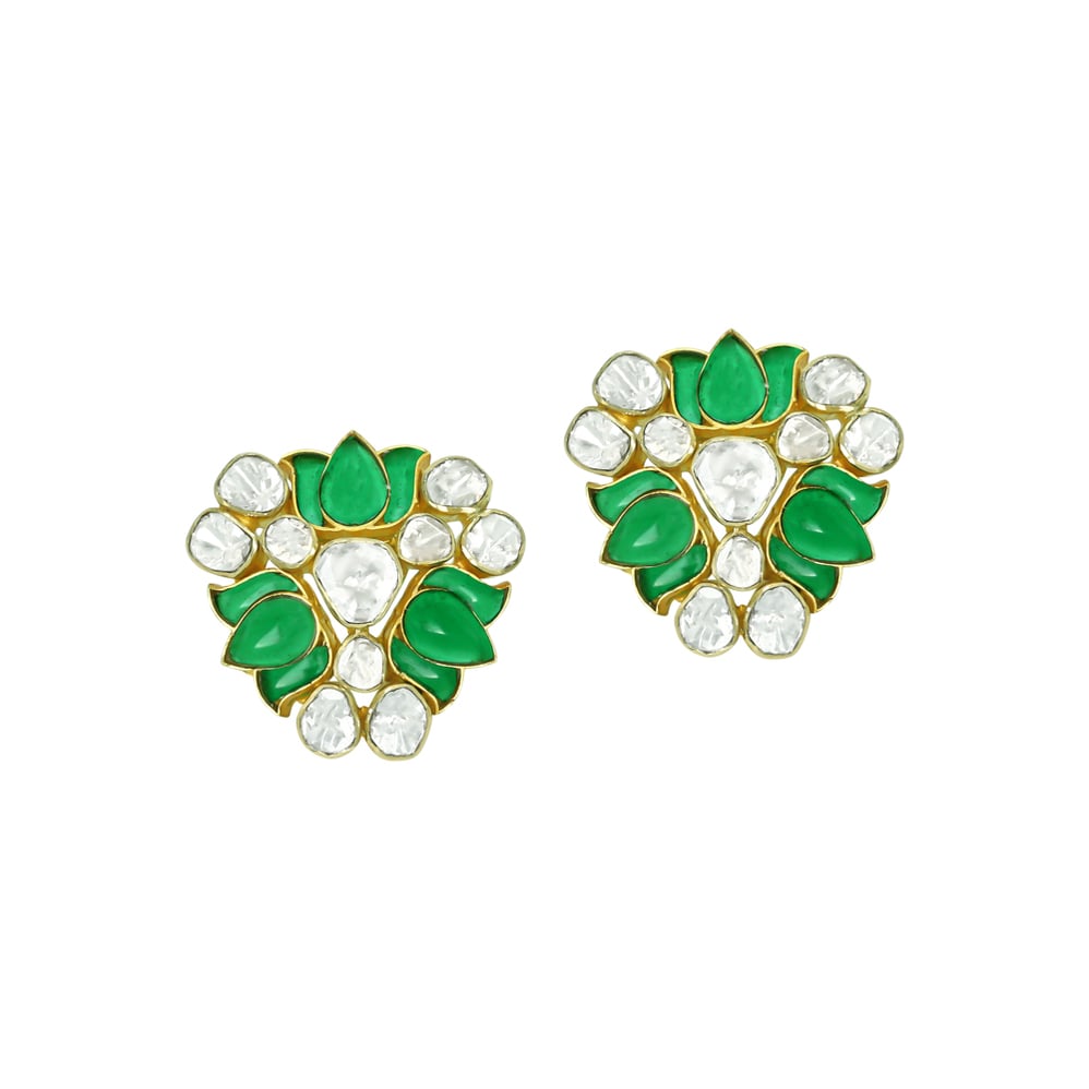 Floral Polki Earrings with Talaf Accents